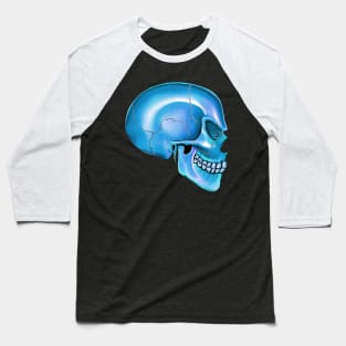 Blue Angry Skull Side View Baseball T-Shirt